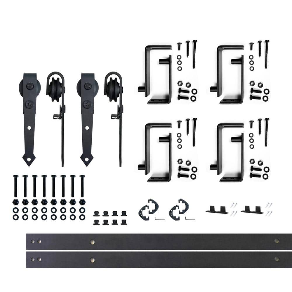 5 ft./60 in. Black Rustic Double Track Bypass U-Shape Sliding Barn Door Hardware Kit - Arrow Design Roller price history on PriceWatchPro