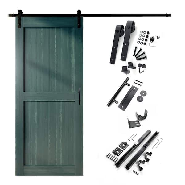 HOMACER 42 in. x 84 in. H-Frame Royal Pine Solid Pine Wood Interior Sliding Barn Door with Hardware Kit Non-Bypass