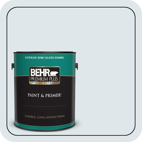 BEHR PREMIUM PLUS 1 gal. #BL-W03 Blue Bird Day Semi-Gloss Enamel Exterior Paint & Primer