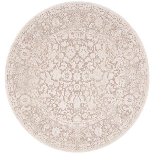 Reflection 8 ft. x 8 ft. Beige/Cream Oriental Round Rug