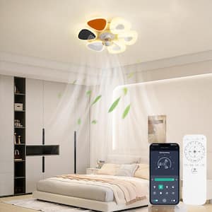 21 in. LED Indoor Modern Dimmable White 5-blade Smart Semi-Flush Mount Ceiling Fan Light with Remote and APP Control