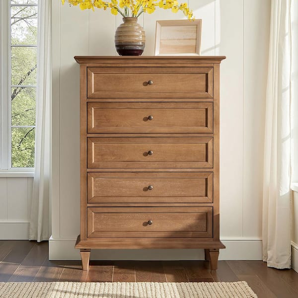 Floriana Teak Transitional 5-Drawer 36 in. Dresser
