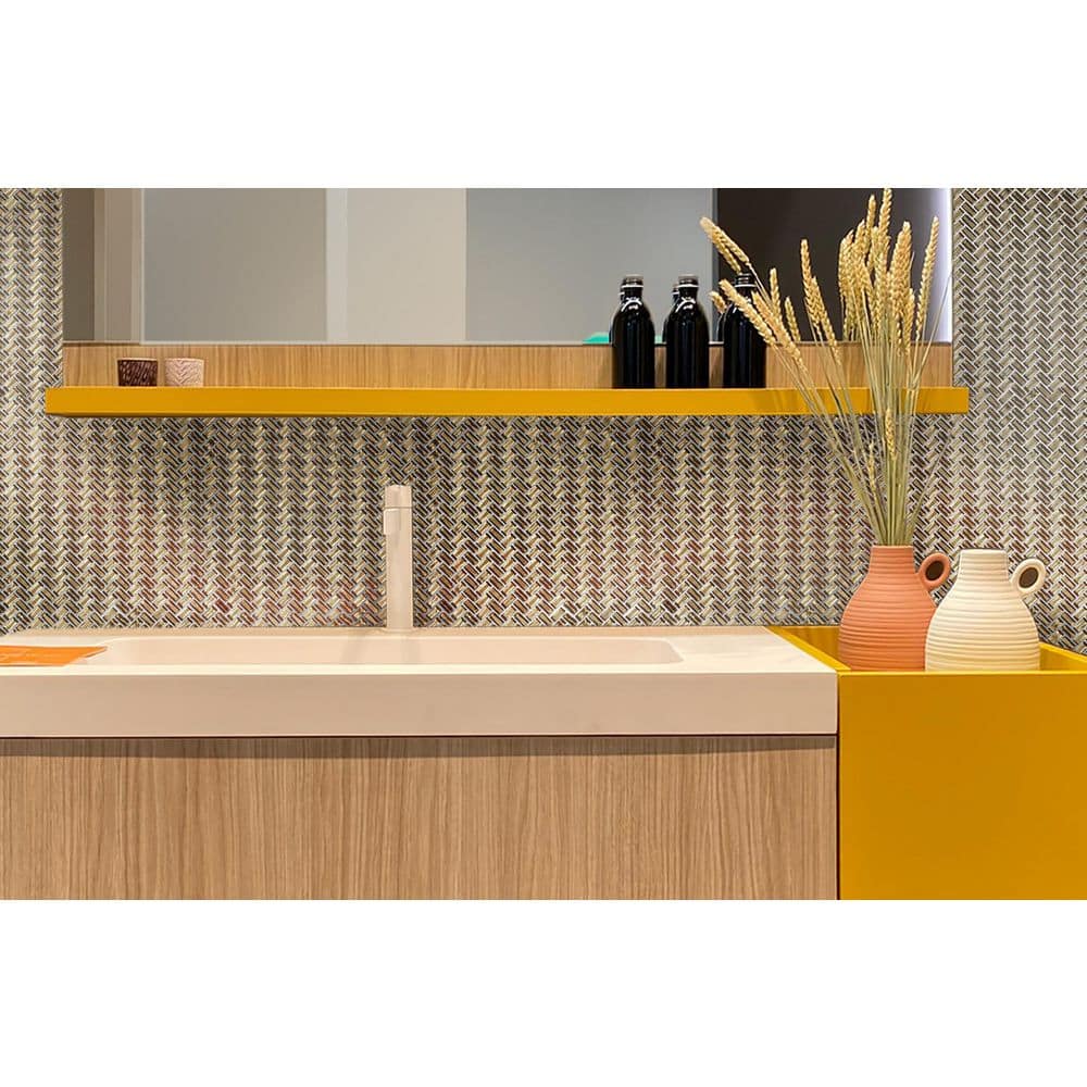 Gold Herringbone Glossy Glass Mosaic Tile Set