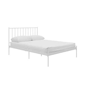 Ares White Metal Frame Queen Size Platform Bed