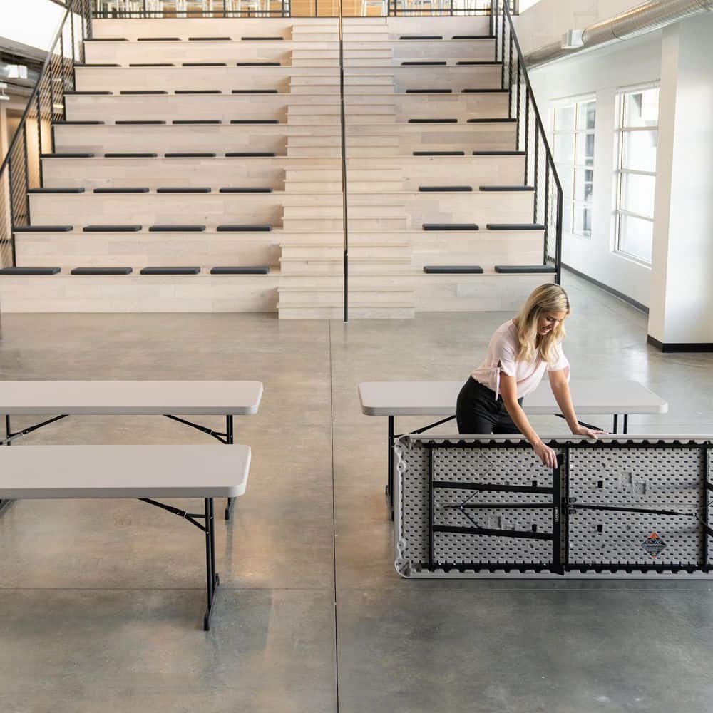 Putty 6-Foot Folding Table with Black Metal Legs