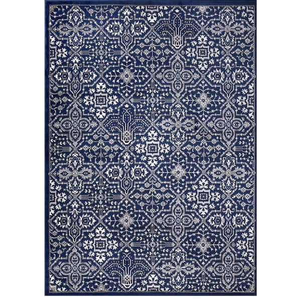 Concord Global Trading Jefferson Collection Athens Navy 8 ft. x 10 ft. Area Rug