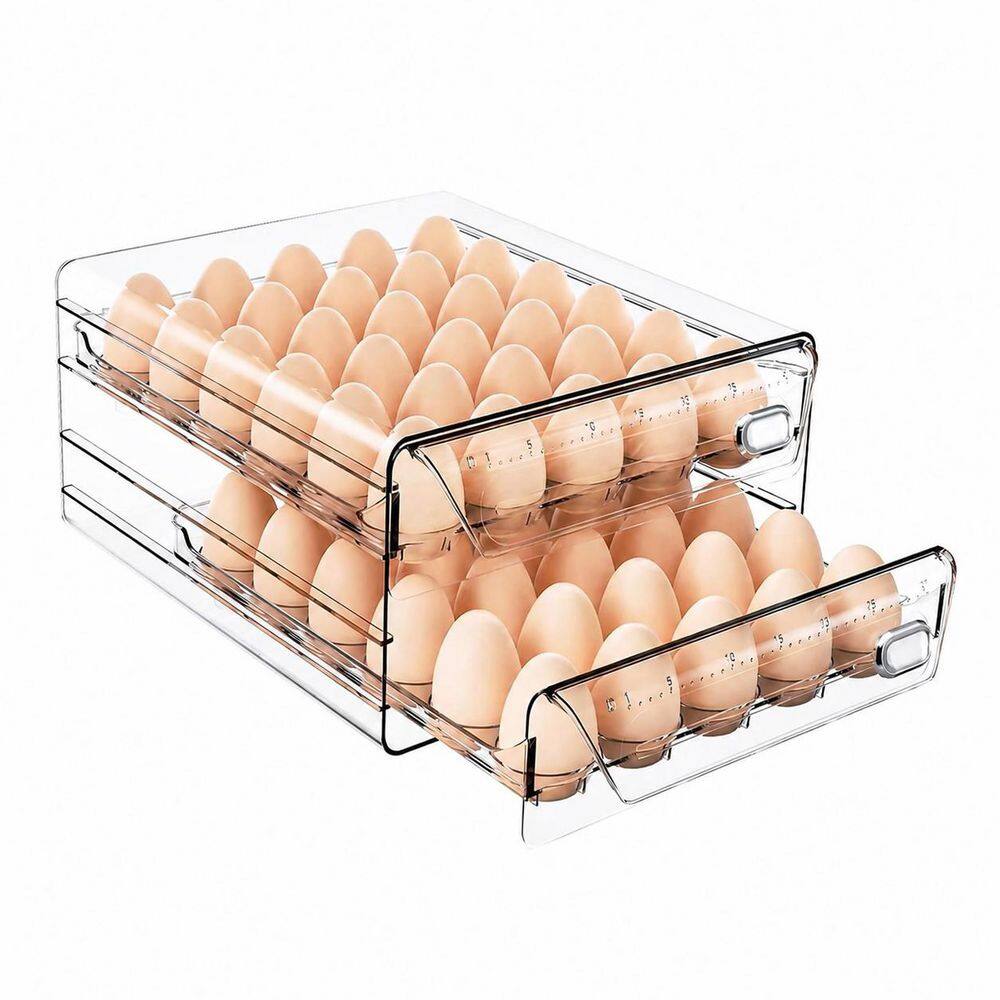 Clear 60-Grid 2-Tier Egg Organizer for Refrigerator with Drawers, Stackable Storage, 11.6 in. x 10.2 in. x 5.1 in. price history on PriceWatchPro