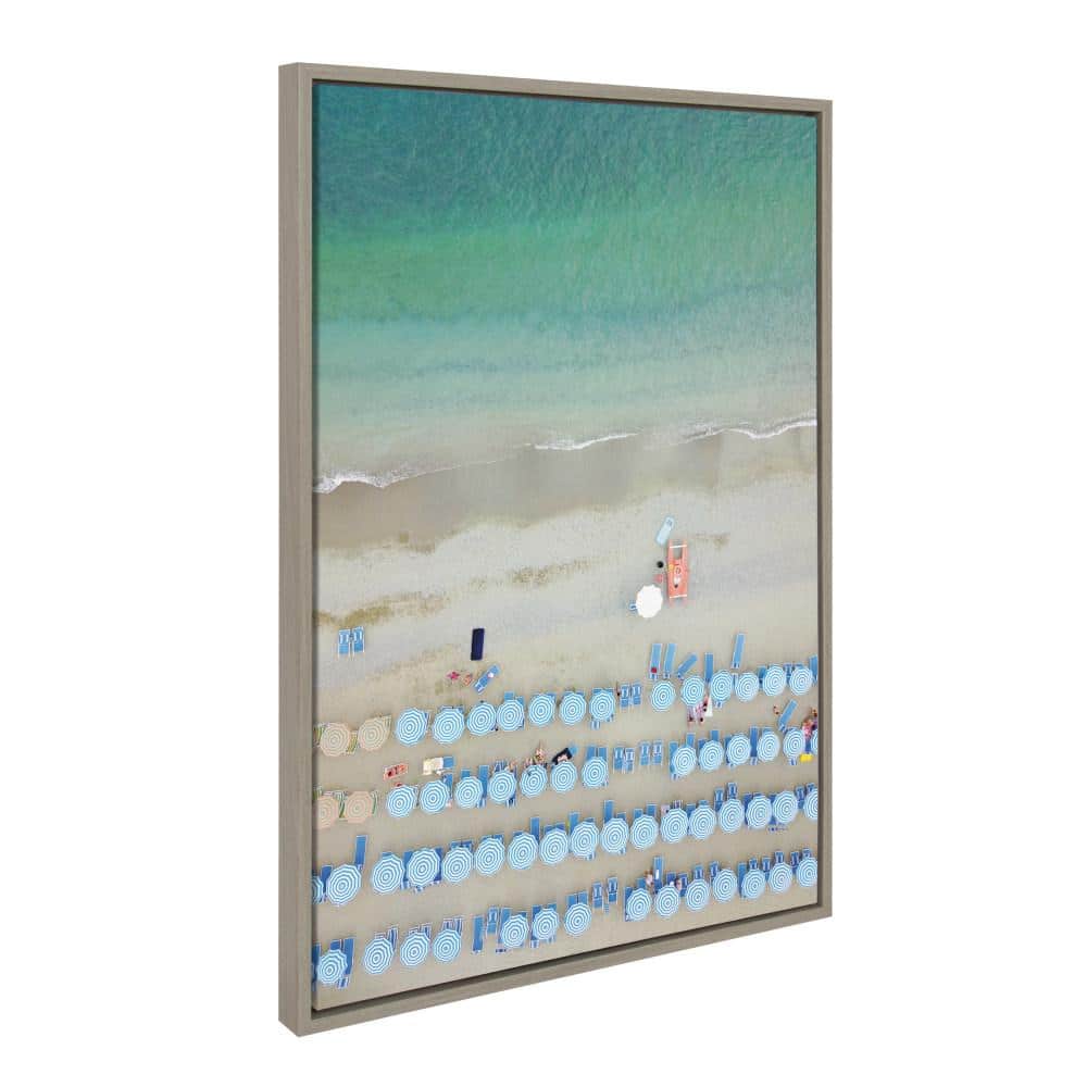 Monterosso Beach Aerial View Canvas Print with Gray Frame