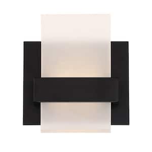 Cambridge 3.25 in. 1-Light Black Integrated LED Vanity Light Bar with Frosted White Acrylic Shade