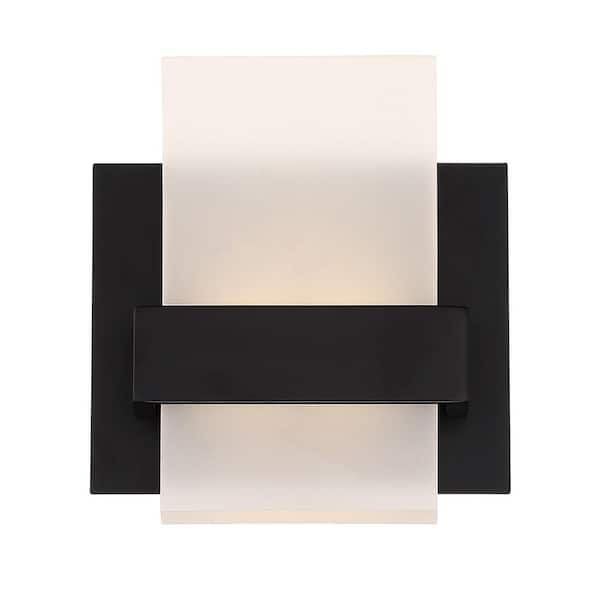 Eurofase Cambridge 3.25 in. 1-Light Black Integrated LED Vanity Light Bar with Frosted White Acrylic Shade