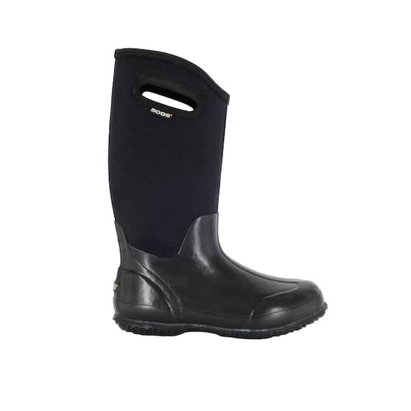 BOGS Classic High Women 13 in. Size 7 Glossy Black Rubber with Neoprene Handle Waterproof Boot