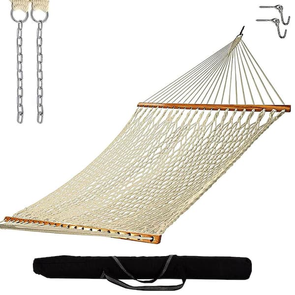 Castaway 13 ft. Polyester Rope Hammock with Storage Bag - Oatmeal Color