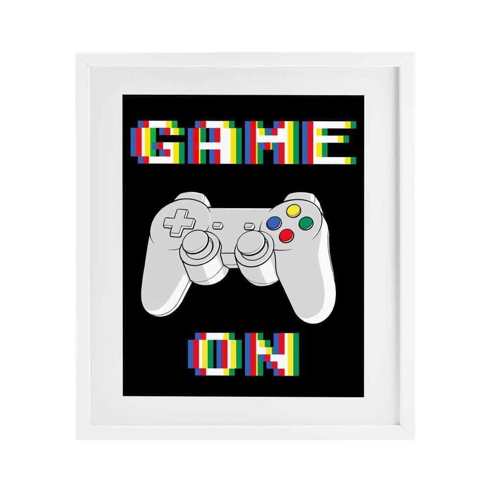 Colorful Digital Game On White Framed Print Under Glass, design by Marcus Prime
