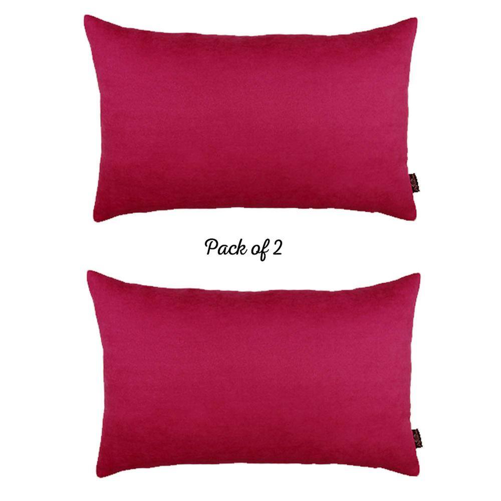 Dark Pink Polyester Lumbar Pillow Covers Set of 2