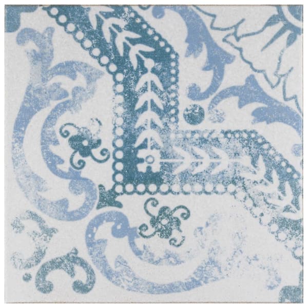 Merola Tile Klinker Alcazar Roseton Encaustic 12-3/4 in. x 12-3/4 in. Ceramic Floor and Wall Quarry Tile (1.13 sq. ft./Piece)