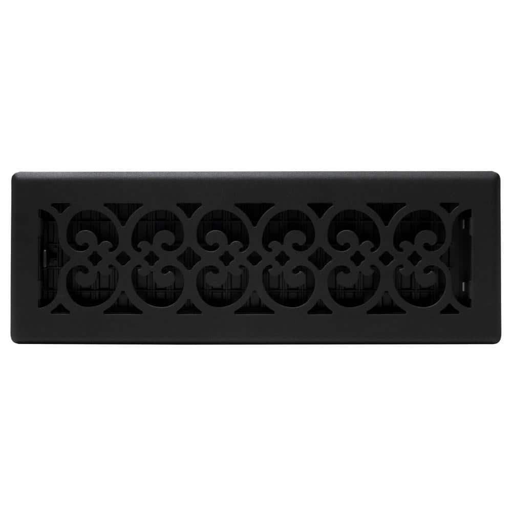 Textured Black Scroll Design 4x14 Floor Register