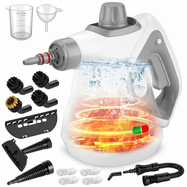 Corded Handheld Steam Cleaner with 15 Accessories for Multi-Surface Cleaning Floors Tiles Grout Kitchen Bathroom Couch