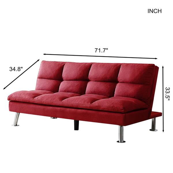 Magic Home 71 7 In W Red Linen, 2 Seater Red Sofa Bed