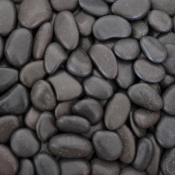 3/4 in. to 1.5 in. Polished Black Pebbles (20 lbs. Bag)