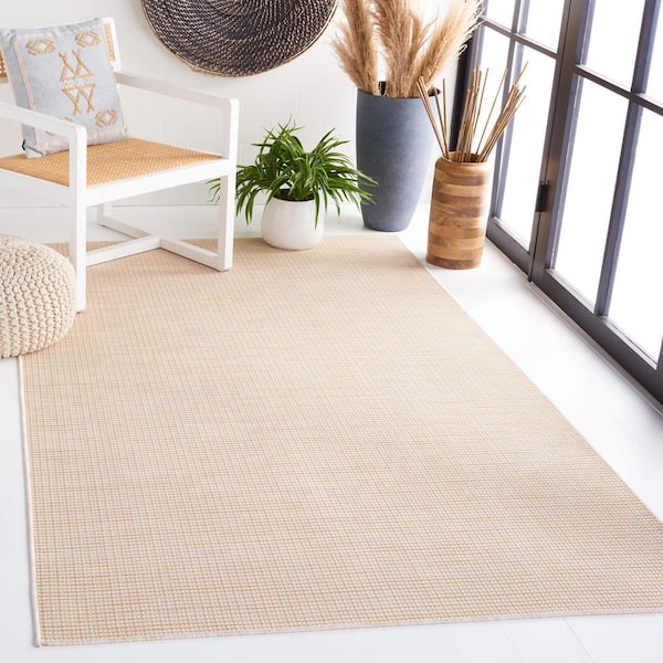 Martha Stewart 6 ft. x 6 ft. Yellow Marle Crosshatch Square Area Rug