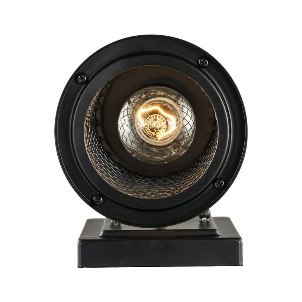 Black Industrial Lantern Sconce with Glass Shade