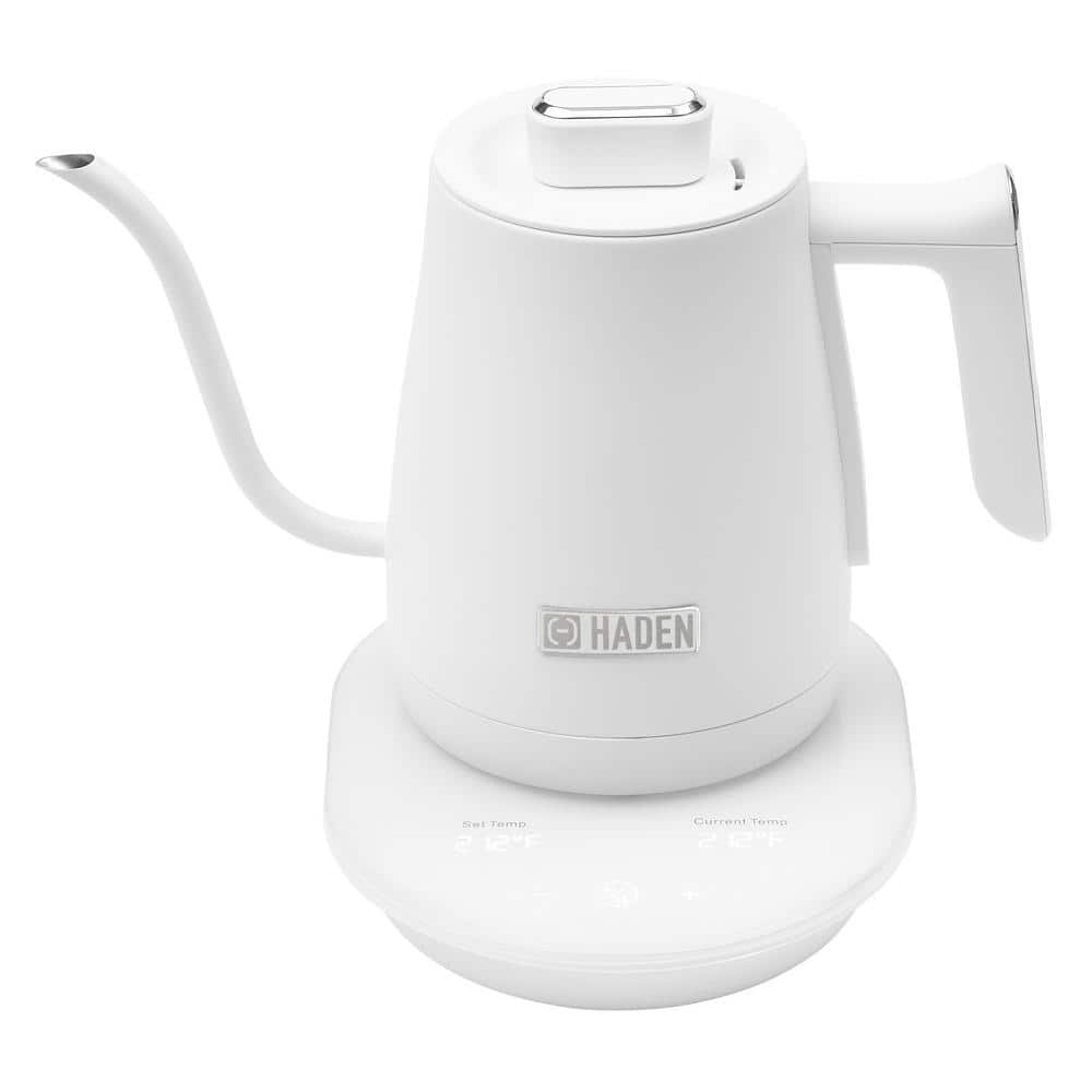 Ivory and Chrome Stainless Steel Gooseneck Electric Kettle