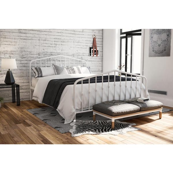 Novogratz Bushwick White Metal Frame Full Size Platform Bed