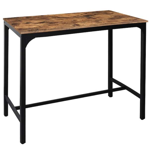 VEIKOUS 47.2 in. W x 23.6 in. D x 41.7 in. H Industrial Pub Bar Long Table, Kitchen Dining Table, Brown