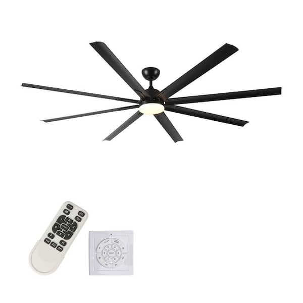 TT 84 in. Industrial Indoor Large Black Ceiling Fans w/ LED Light Kit for Patio, Remote and DC Reversible Motor Included