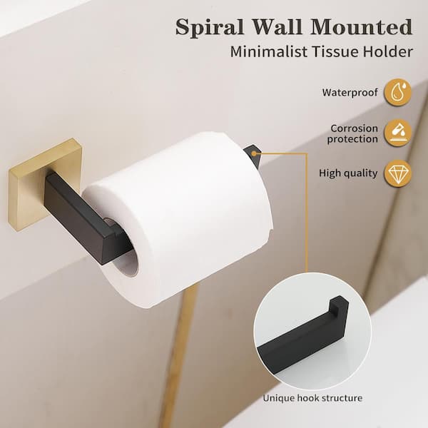 3-Piece Bath Hardware Set bathroom set with towel bar for bathroom wall Toilet Paper Holder and Towel Ring in Gold Black