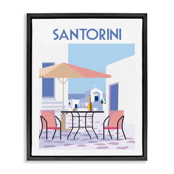 Stupell Industries Santorini Bistro Poster by Omar Escalante Black Floater Frame Culture Graphic Art Print 21 in. x 17 in.