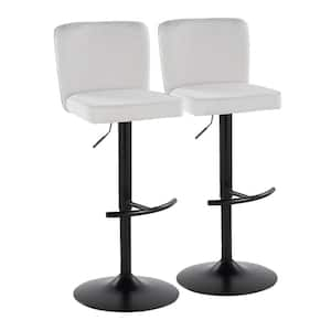 Henry 34 in. White Fabric and Black Metal Adjustable Barstool (Set of 2)