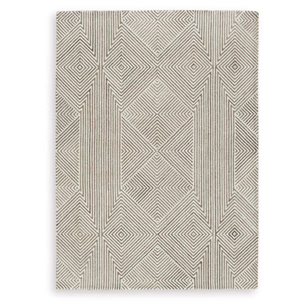 Beige and Brown Handmade Tufted Wool 5' x 7' Rug