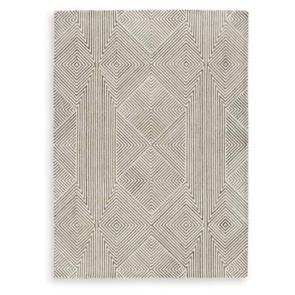 Signature DESIGN BY ASHLEY Jadott Beige 5 ft. x 7 ft. Geometric Area Rug