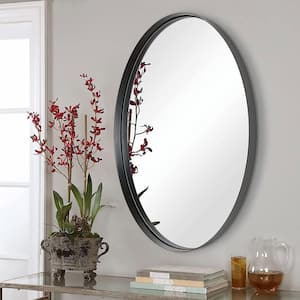 36 in. W x 2 in. H Oval Hanging Deep Metal Frame Wall Mirror