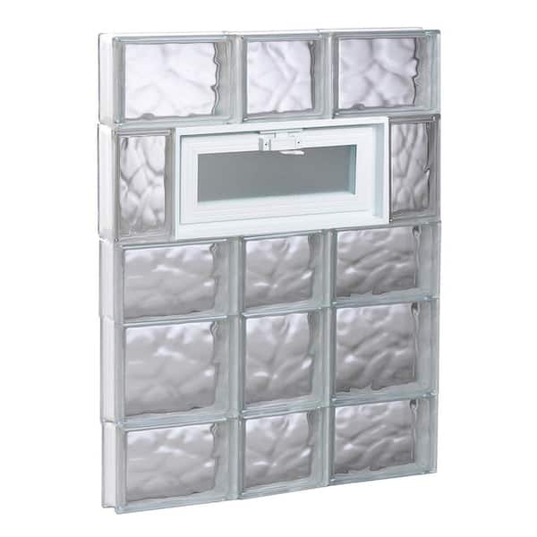 Clearly Secure 21.25 in. x 32.75 in. x 3.125 in. Frameless Wave Pattern Vented Glass Block Window