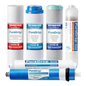 PDR-F6K Replacement Water Filter Set for 6-Stage Under-Sink Reverse Osmosis Water Filtration Systems w/Alkaline Filter