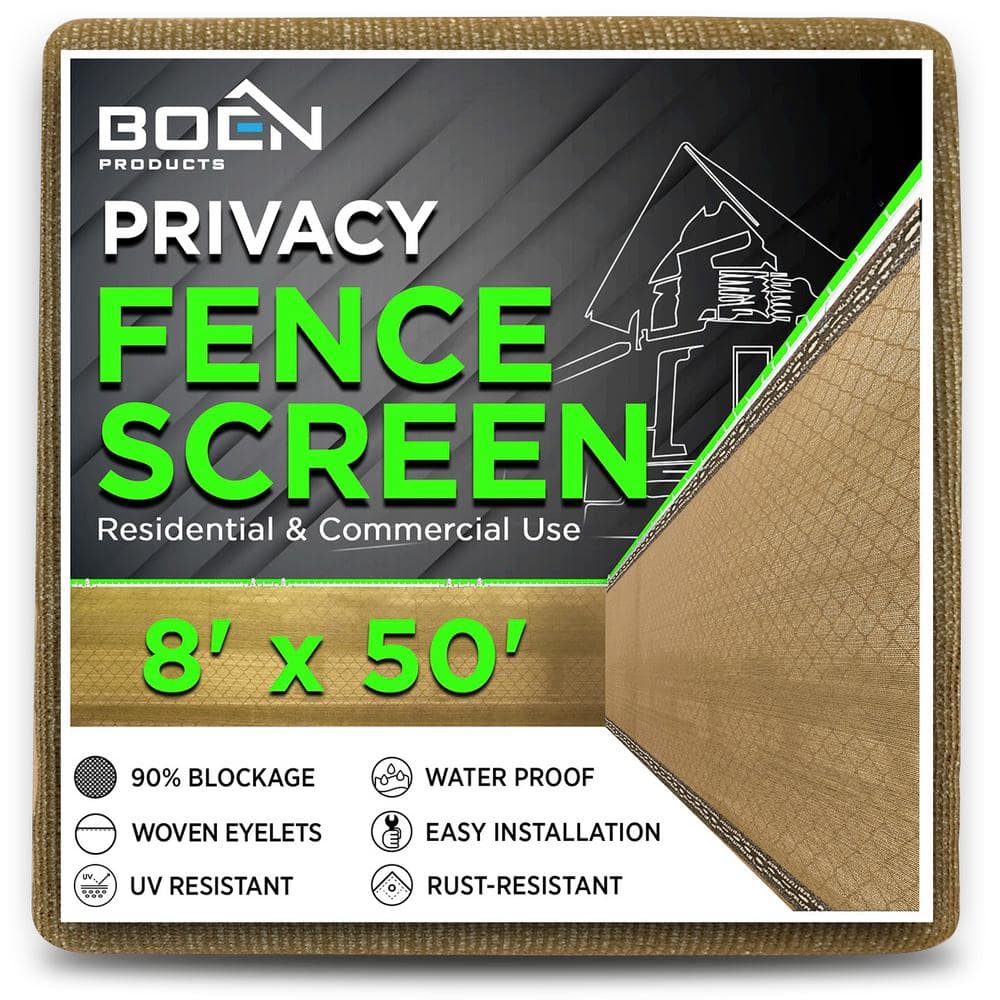 8 ft. x 50 ft. Beige Privacy Fence Screen Netting Mesh with Reinforced Eyel