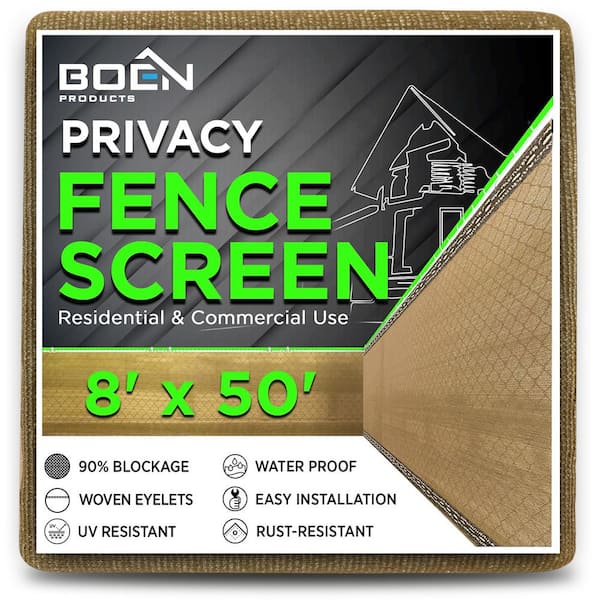 BOEN 8 ft. x 50 ft. Beige Privacy Fence Screen Netting Mesh with Reinforced Eyelets for Chain link Garden Fence