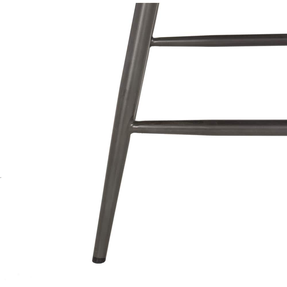 Transitional Grey Leather Swivel Counter Stool, 26"H