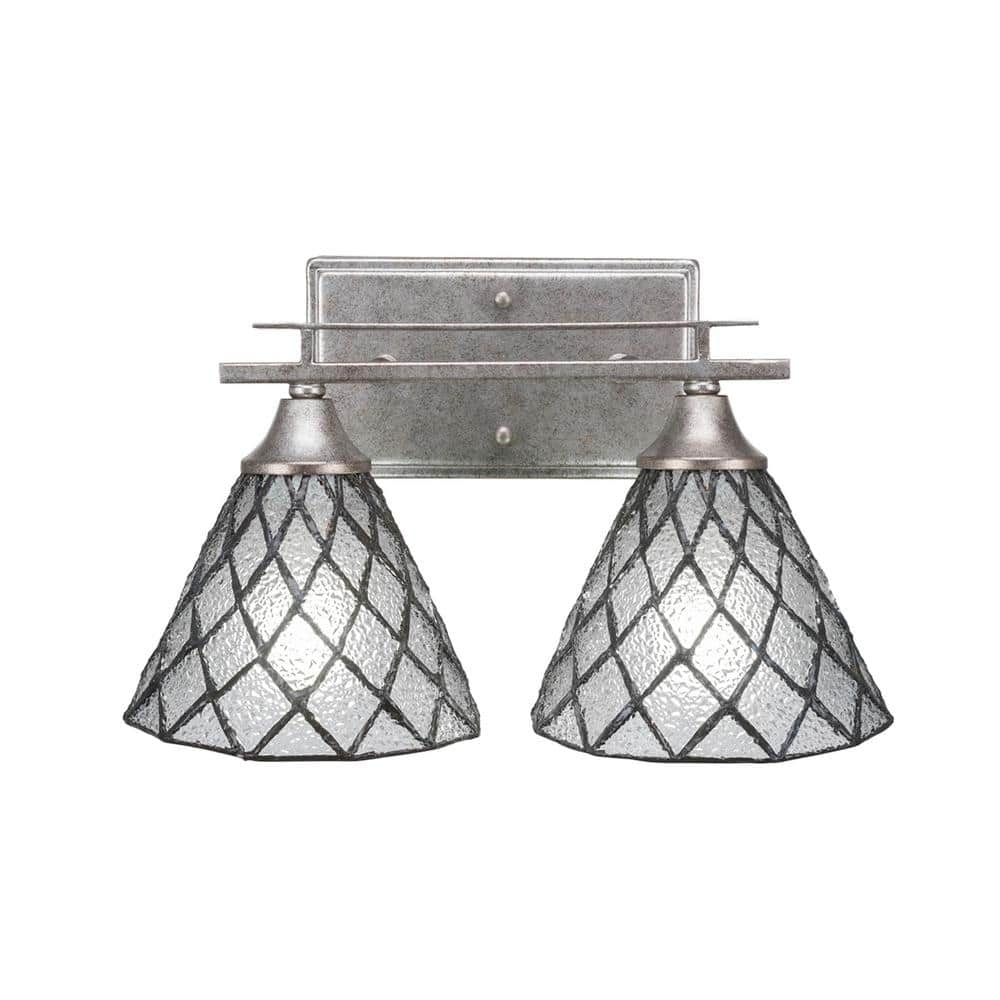 Ontario 14.5 in. 2-Light Aged Silver Vanity Light
