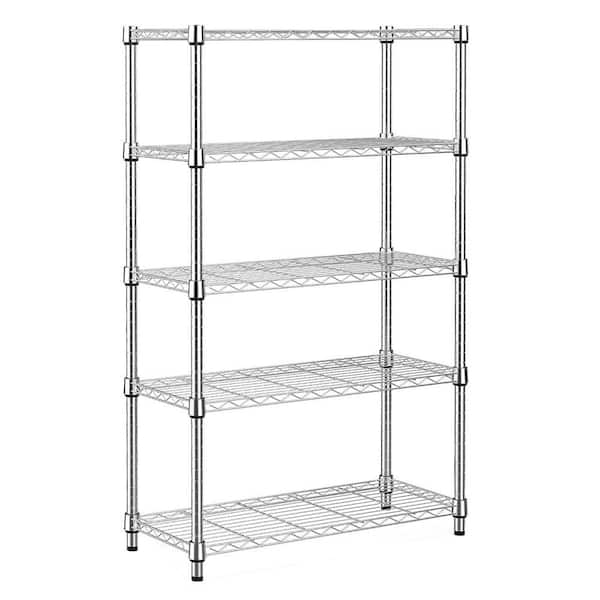 Heavy Duty 5-Tier Utility Shelving Unit, 1750 lbs. Steel Organizer Wire Rack for Kitchen, Office, Garage in Chrome