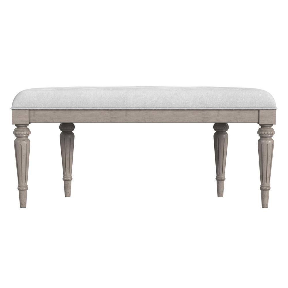 Elegant Traditional Demilune Bench in Weathered Cream and Ivory