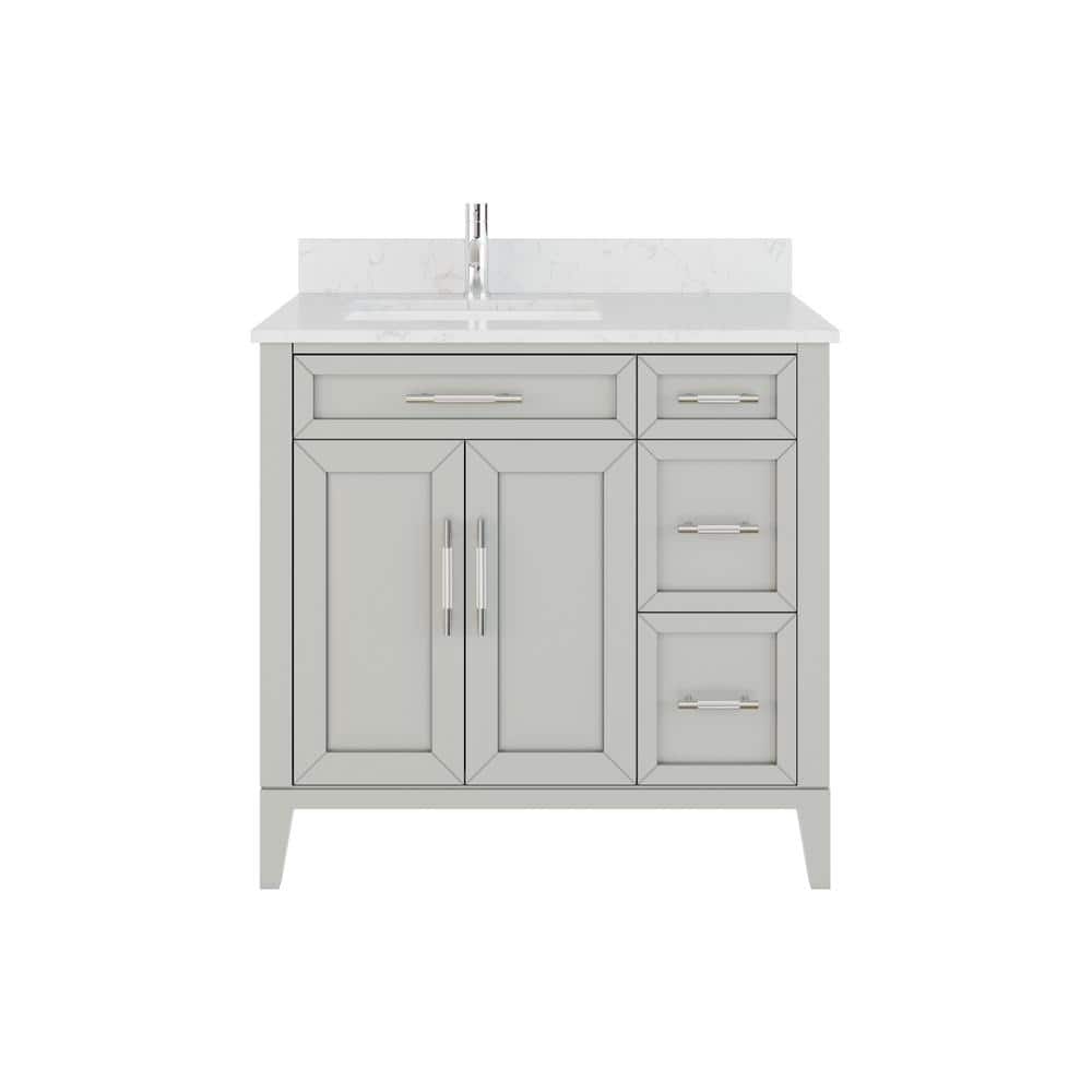 Jasper 36 in. W x 22 in. D Bath Vanity in Gray with Engineered Stone Top wi