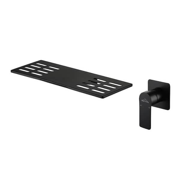 Boyel Living Modern Waterfall Single Handle Wall Mounted Faucet (Use at Basin or Bathtub) with Rough-in Valve in Matte Black Style 4