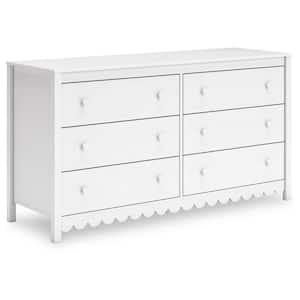 Hallityn White 6 Drawer 60.75 in. Dresser