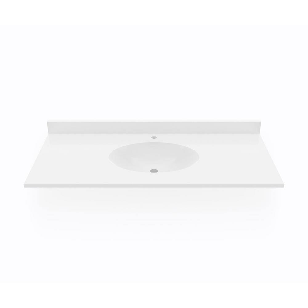 White Swanstone 49'' Single Bathroom Vanity Top with Sink