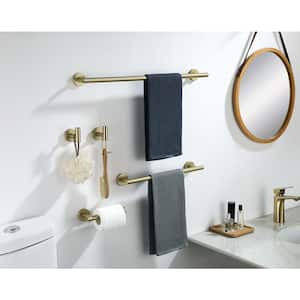 4 -Piece Bath Hardware Set with Mounting Hardware in Stainless Steel Brushed Gold