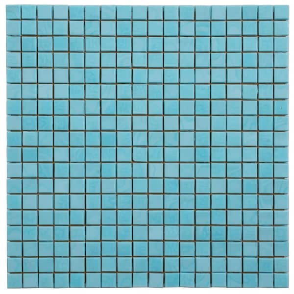 Skosh 11.6 in. x 11.6 in. Glossy Sky Blue Glass Mosaic Wall and Floor Tile (18.69 sq. ft./case) (20-pack)