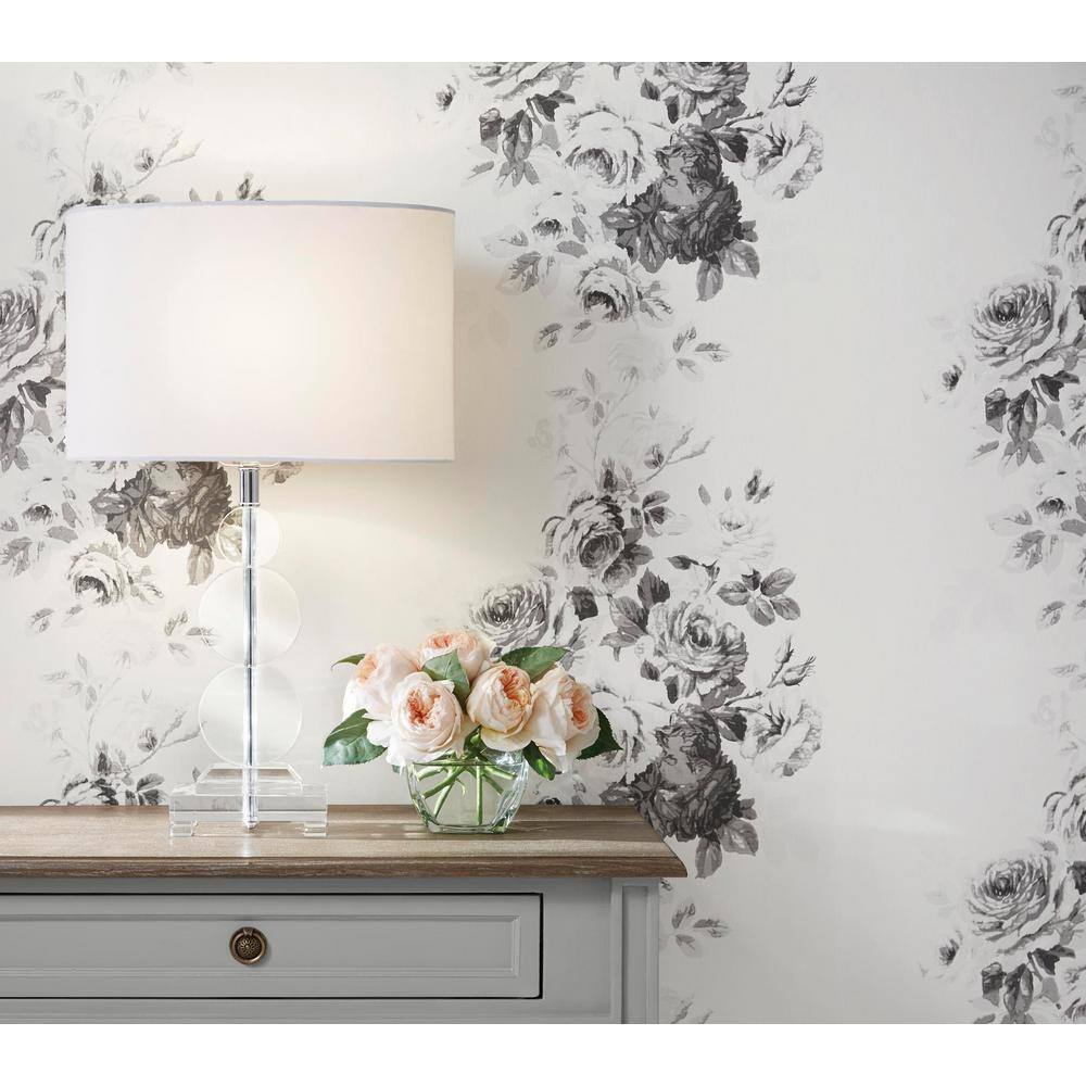 Black and White Floral Vinyl Wallpaper Roll